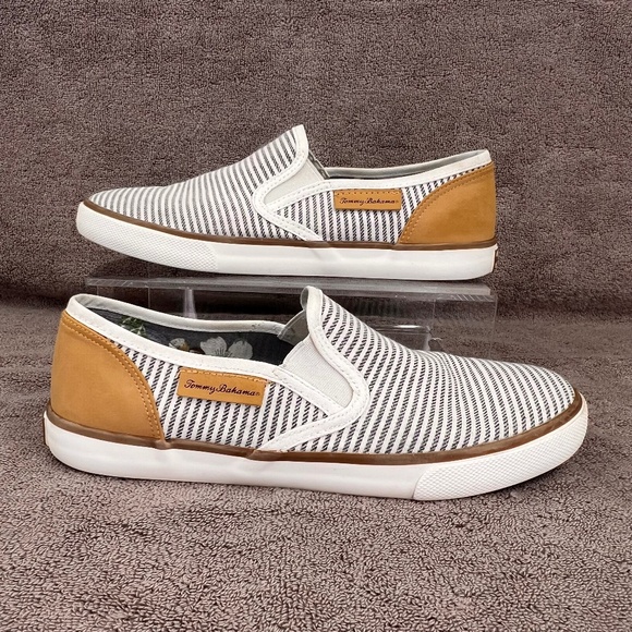 Tommy Bahama Striped Suede Sailor Deck Shoes Sz 9 Slip-on Coastal Margaritaville - Picture 1 of 8